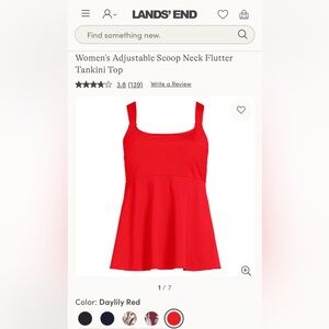 Lands' End Bright Red Women's Swim Tank Top